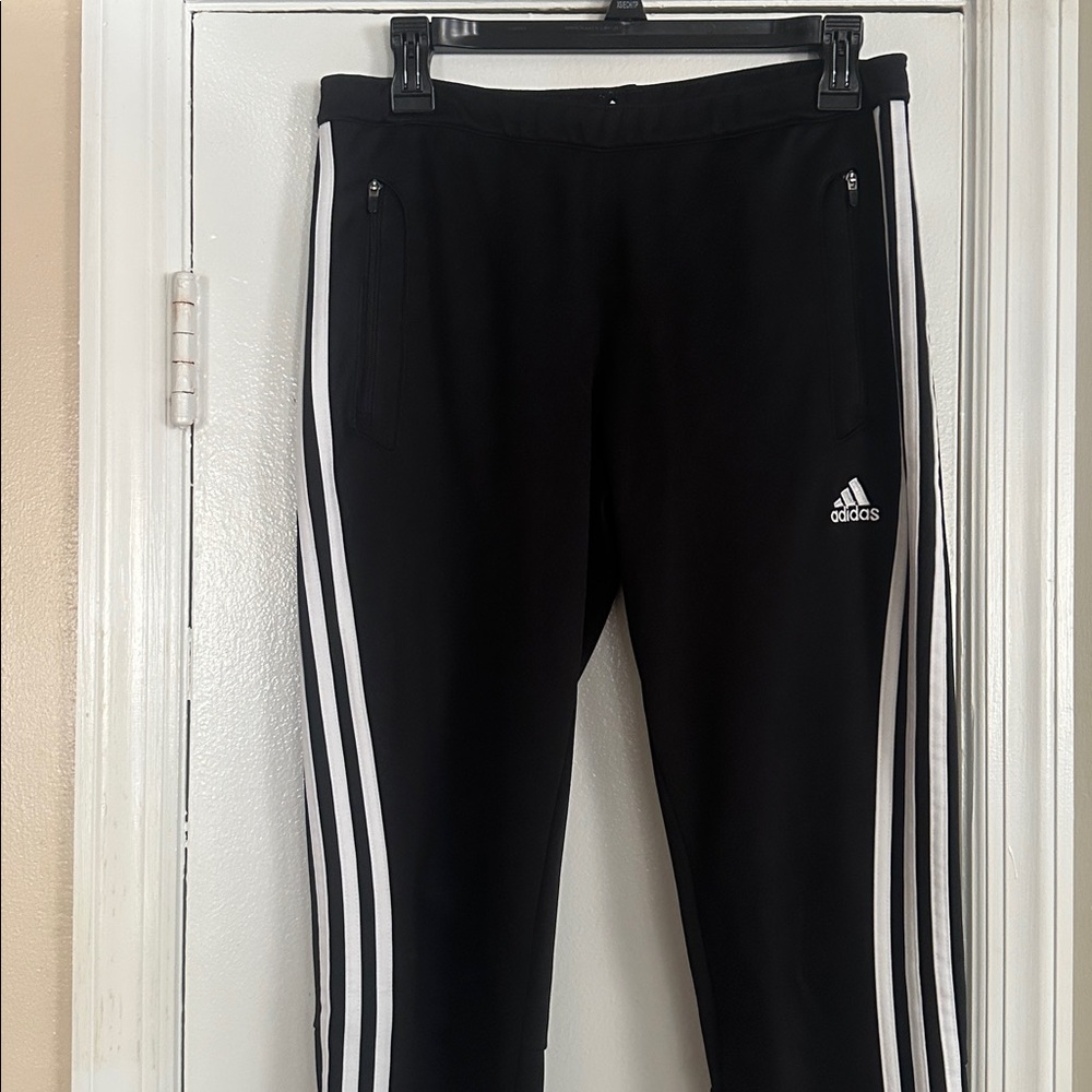 Adidas Black Joggers with White Accents